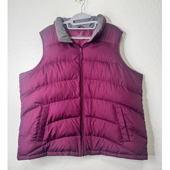 Lands End Down Puffer Vest Women 2X Purple Full Zip Quilted Packable Lightweight - Picture 1 of 4